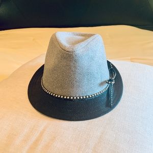 Grey and Black Fedora Hat